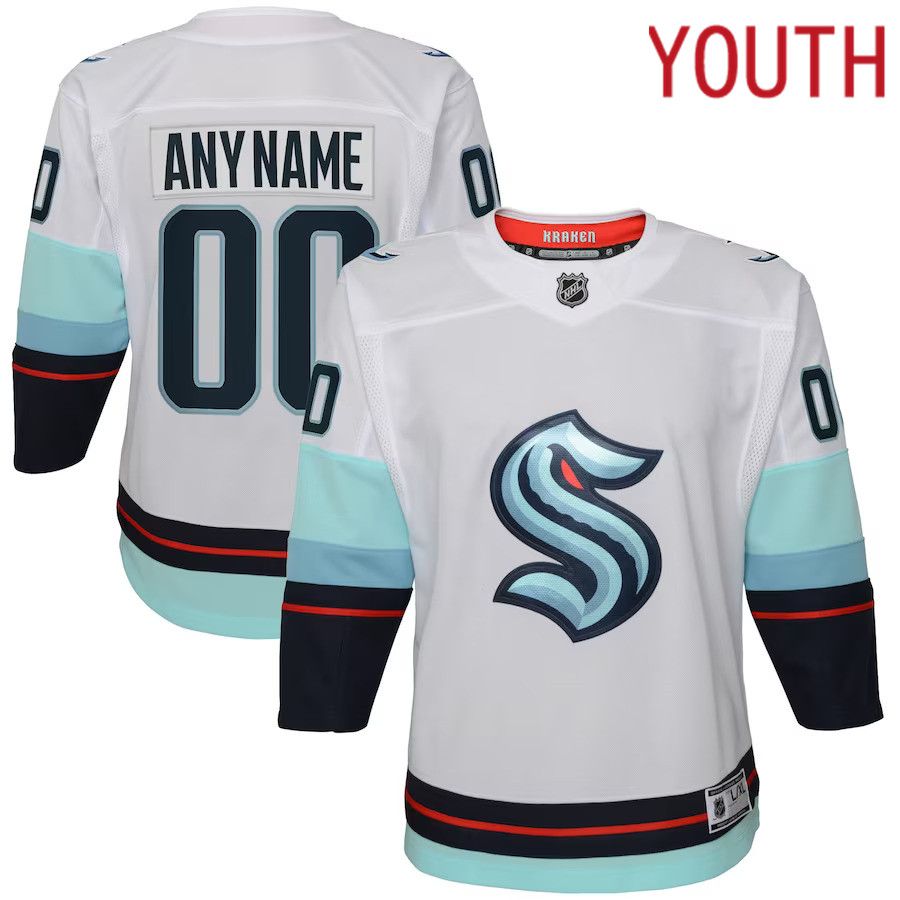 Youth Seattle Kraken White Away Premier Custom NHL Jersey